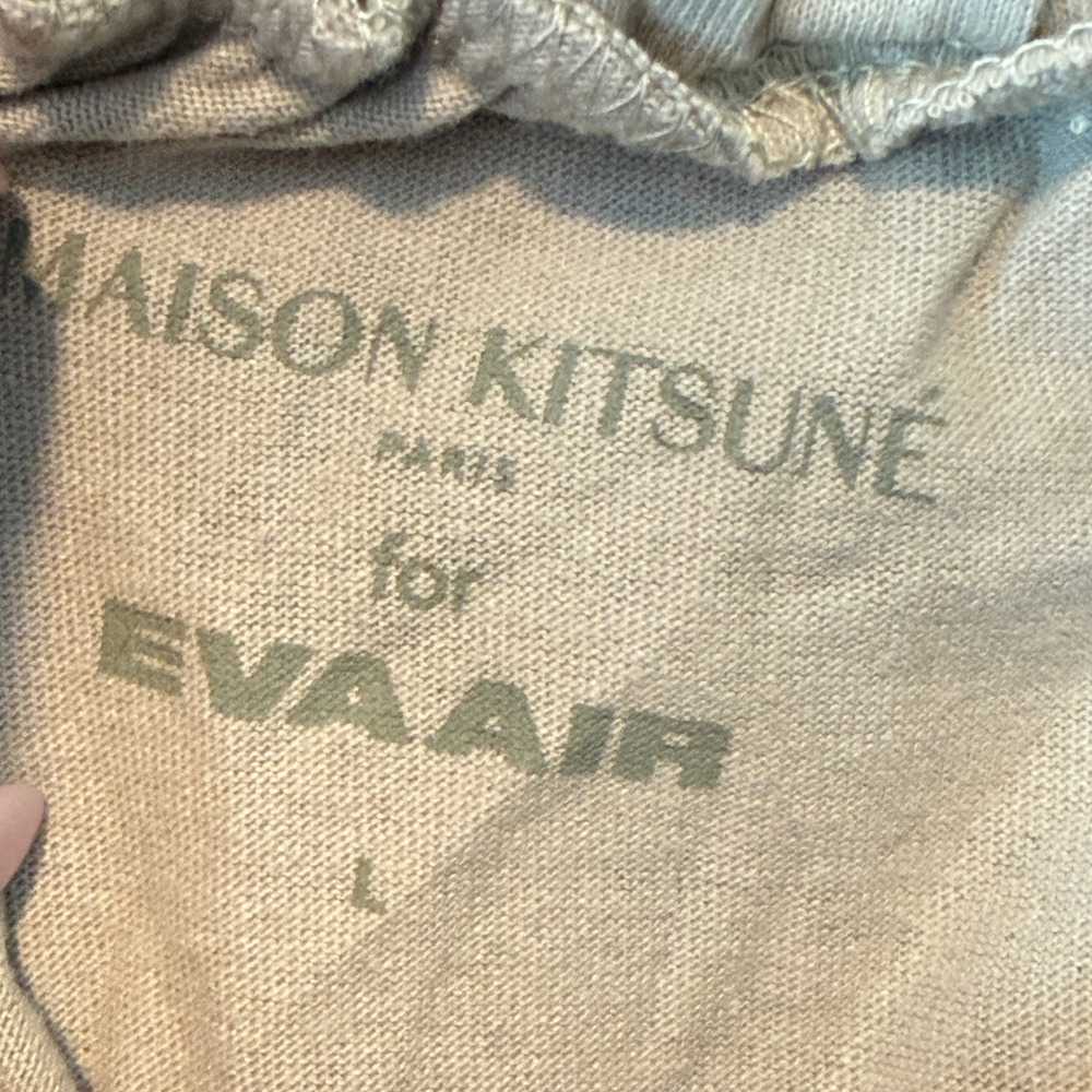 Maison Kitsune Paris for EVA Air Men Monogram Pajama Pants Grey Large - Picture 3 of 4